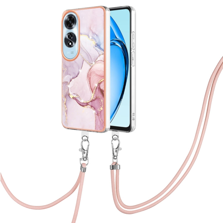 Electroplating Marble Dual-side IMD Phone Case with Lanyard, For OPPO Reno12 Pro Global, For OPPO Reno12 Global, For OPPO A60, For OPPO Reno11 F 5G Global, For OPPO Reno11 5G Global