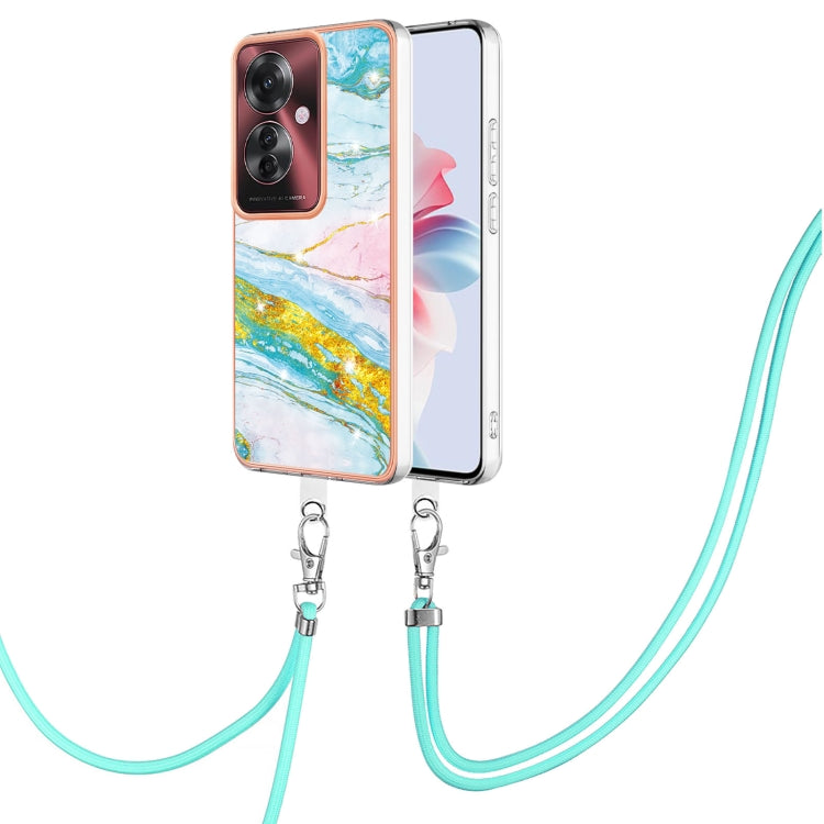 Electroplating Marble Dual-side IMD Phone Case with Lanyard, For OPPO Reno12 Pro Global, For OPPO Reno12 Global, For OPPO A60, For OPPO Reno11 F 5G Global, For OPPO Reno11 5G Global