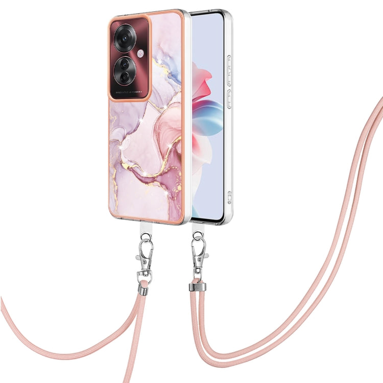 Electroplating Marble Dual-side IMD Phone Case with Lanyard, For OPPO Reno12 Pro Global, For OPPO Reno12 Global, For OPPO A60, For OPPO Reno11 F 5G Global, For OPPO Reno11 5G Global