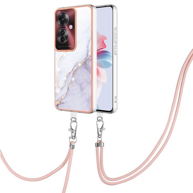 Electroplating Marble Dual-side IMD Phone Case with Lanyard, For OPPO Reno12 Pro Global, For OPPO Reno12 Global, For OPPO A60, For OPPO Reno11 F 5G Global, For OPPO Reno11 5G Global