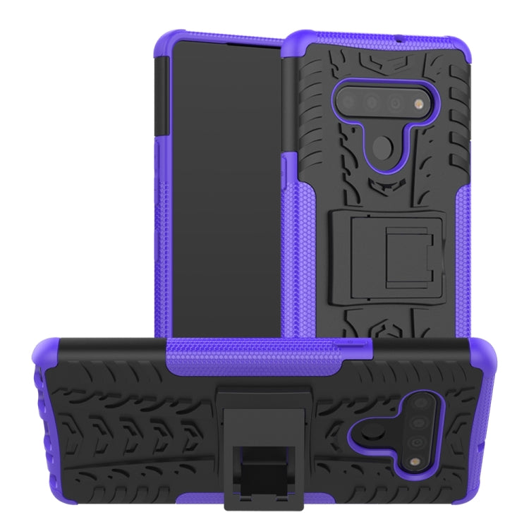 Tire Texture Shockproof TPU+PC Protective Case，with Holder, For LG K51, For LG Stylo 6, For Motorola Moto G8, For Motorola Moto G8 Power