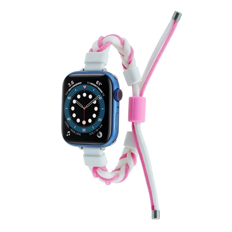 Silicone Bean Braided Cord Nylon Watch Band, For Apple Watch 9 41mm, For Apple Watch 7 41mm, For Apple Watch 7 45mm