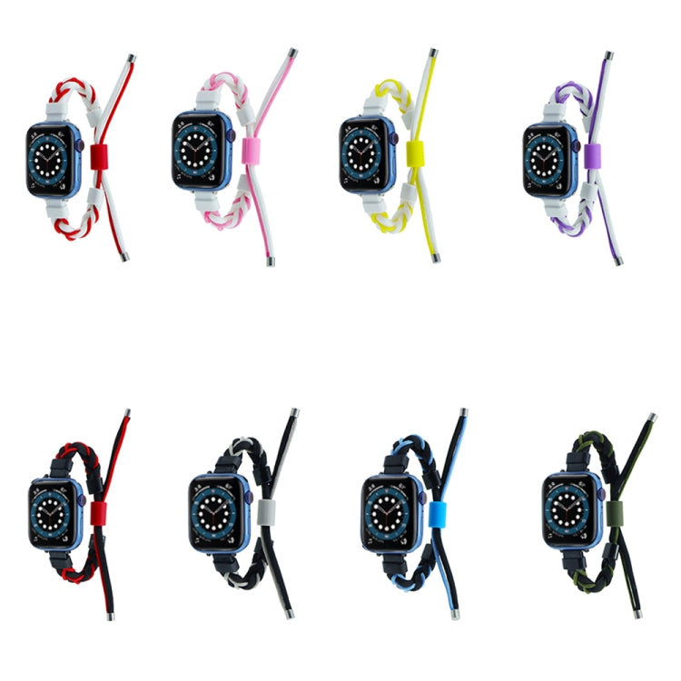 Silicone Bean Braided Cord Nylon Watch Band, For Apple Watch 8 41mm, For Apple Watch Ultra 2 49mm, For Apple Watch 8 45mm