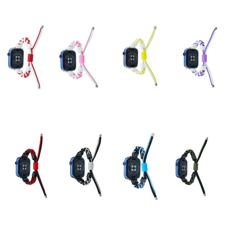 Silicone Bean Braided Cord Nylon Watch Band, For Apple Watch 4 44mm, For Apple Watch 4 40mm, For Apple Watch 3 38mm