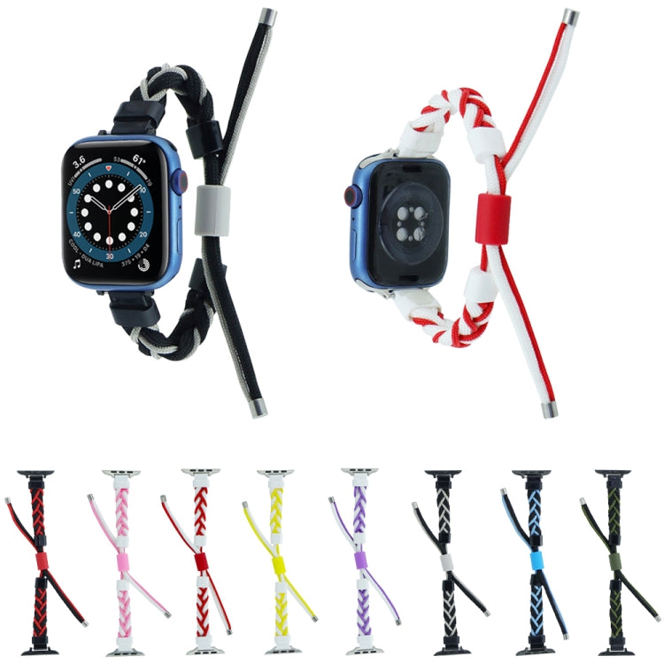 Silicone Bean Braided Cord Nylon Watch Band, For Apple Watch 9 41mm, For Apple Watch 7 41mm, For Apple Watch 7 45mm