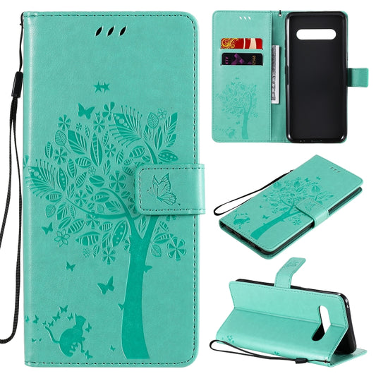 Tree &amp; Cat Embossed Pattern Horizontal Flip Leather Case with Holder &amp; Card Slots &amp; Wallet &amp; Lanyard, For LG V60 ThinQ 5G, For Motorola Moto G Power