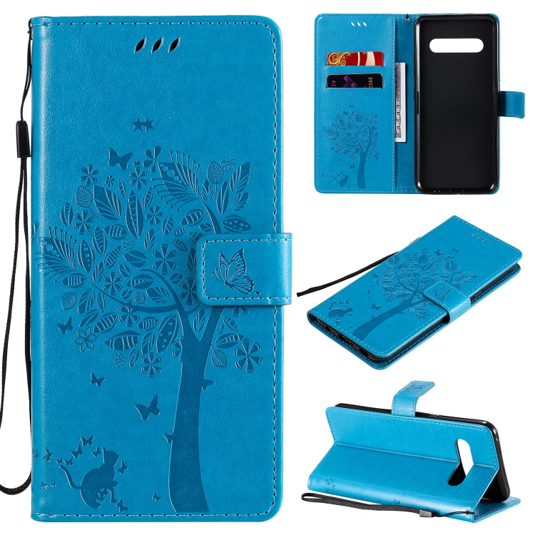 Tree & Cat Embossed Pattern Horizontal Flip Leather Case with Holder & Card Slots & Wallet & Lanyard, For LG V60 ThinQ 5G, For Motorola Moto G Power