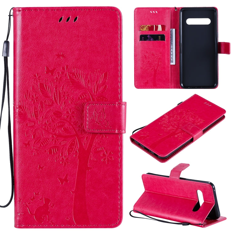 Tree & Cat Embossed Pattern Horizontal Flip Leather Case with Holder & Card Slots & Wallet & Lanyard, For LG V60 ThinQ 5G, For Motorola Moto G Power