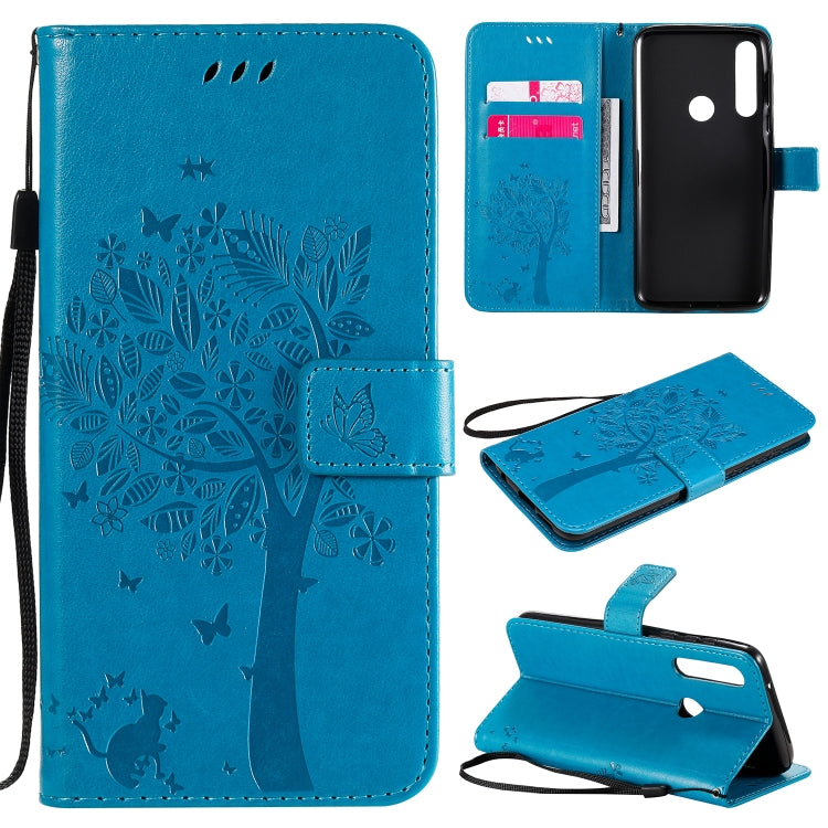 Tree & Cat Embossed Pattern Horizontal Flip Leather Case with Holder & Card Slots & Wallet & Lanyard, For LG V60 ThinQ 5G, For Motorola Moto G Power