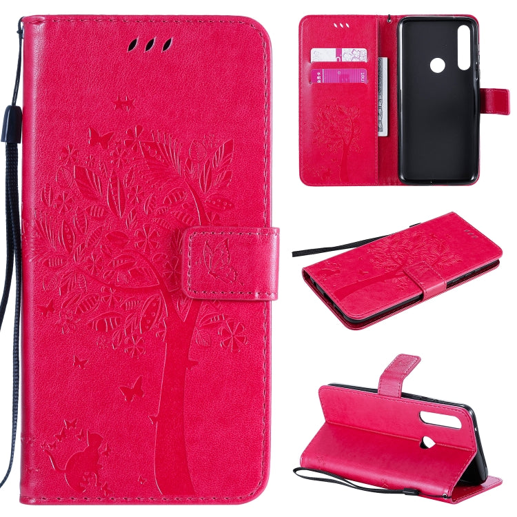Tree & Cat Embossed Pattern Horizontal Flip Leather Case with Holder & Card Slots & Wallet & Lanyard, For Motorola Moto G Power, For Motorola Moto G8 Power Lite