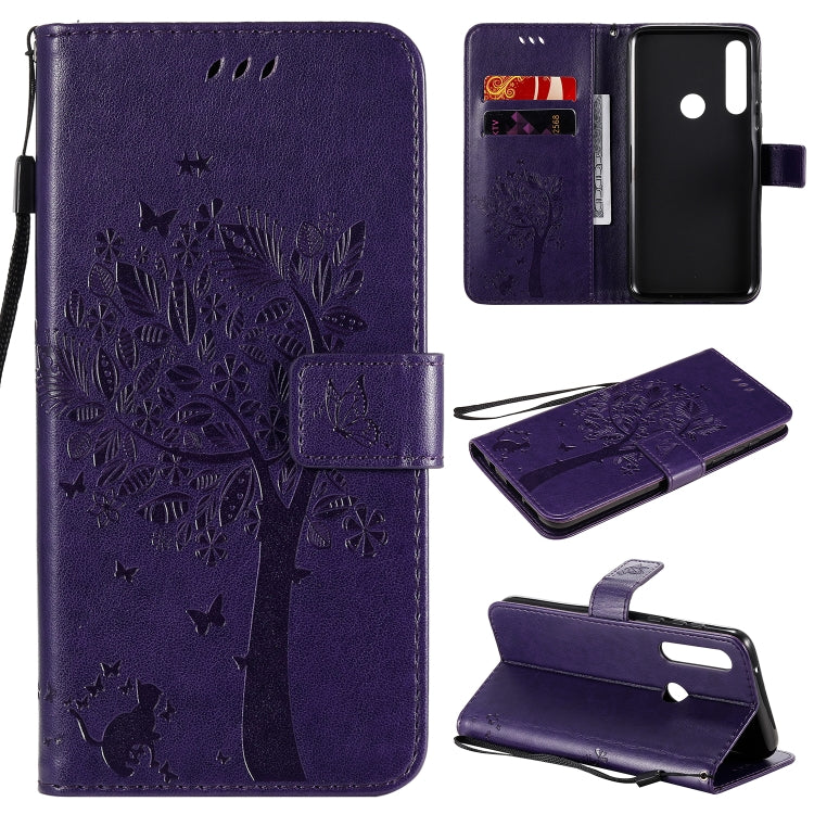 Tree & Cat Embossed Pattern Horizontal Flip Leather Case with Holder & Card Slots & Wallet & Lanyard, For Motorola Moto G Power, For Motorola Moto G8 Power Lite