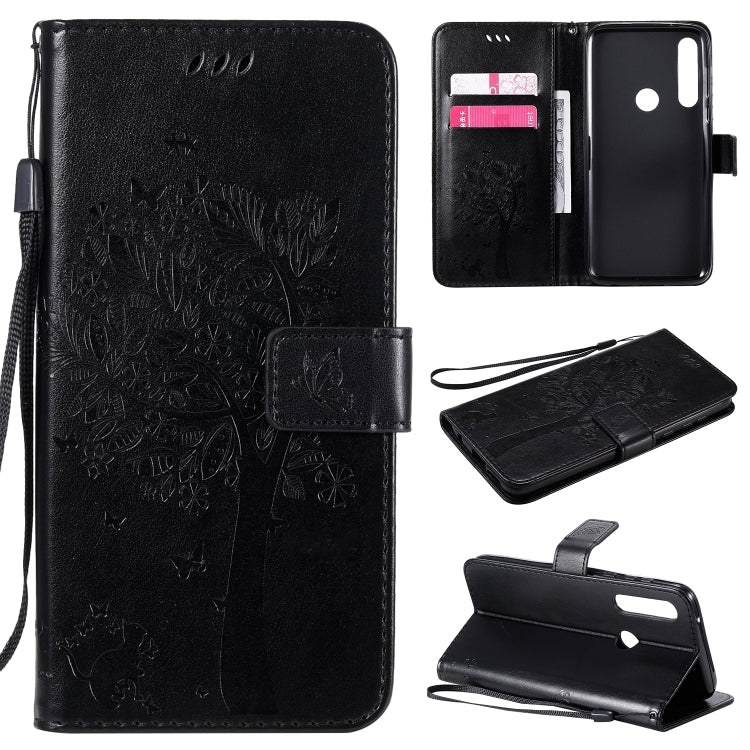 Tree & Cat Embossed Pattern Horizontal Flip Leather Case with Holder & Card Slots & Wallet & Lanyard, For LG V60 ThinQ 5G, For Motorola Moto G Power