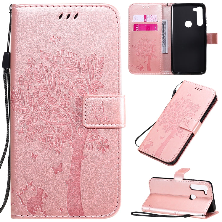 Tree & Cat Embossed Pattern Horizontal Flip Leather Case with Holder & Card Slots & Wallet & Lanyard, For Motorola Moto G8 Power, For OPPO Realme 6