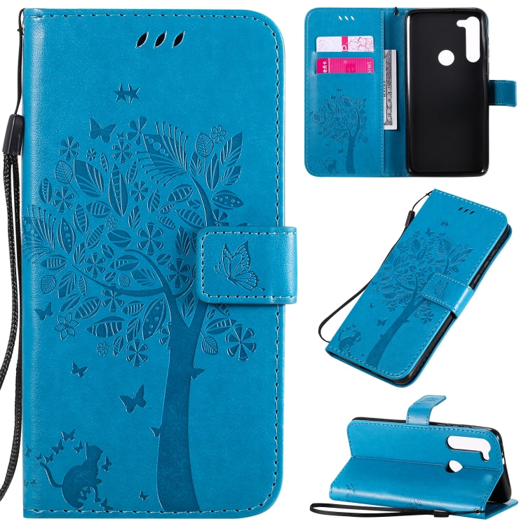 Tree & Cat Embossed Pattern Horizontal Flip Leather Case with Holder & Card Slots & Wallet & Lanyard, For Motorola Moto G8 Power, For OPPO Realme 6