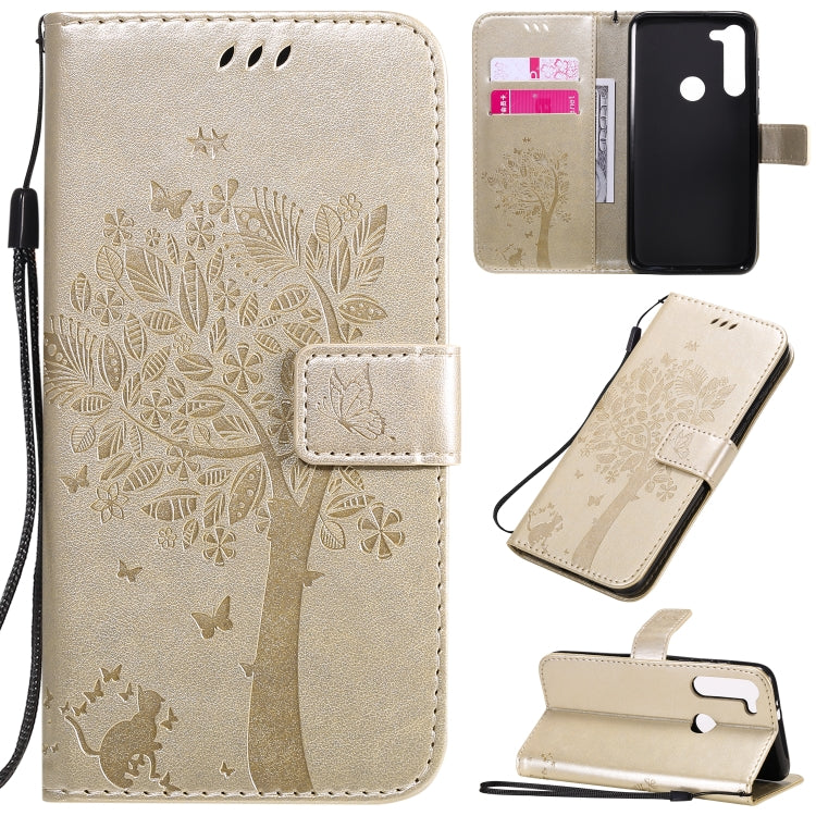 Tree & Cat Embossed Pattern Horizontal Flip Leather Case with Holder & Card Slots & Wallet & Lanyard, For Motorola Moto G8 Power Lite, For Motorola Moto G8 Power