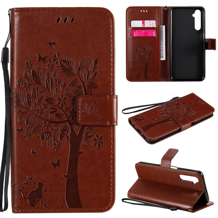 Tree & Cat Embossed Pattern Horizontal Flip Leather Case with Holder & Card Slots & Wallet & Lanyard, For Motorola Moto G8 Power, For OPPO Realme 6
