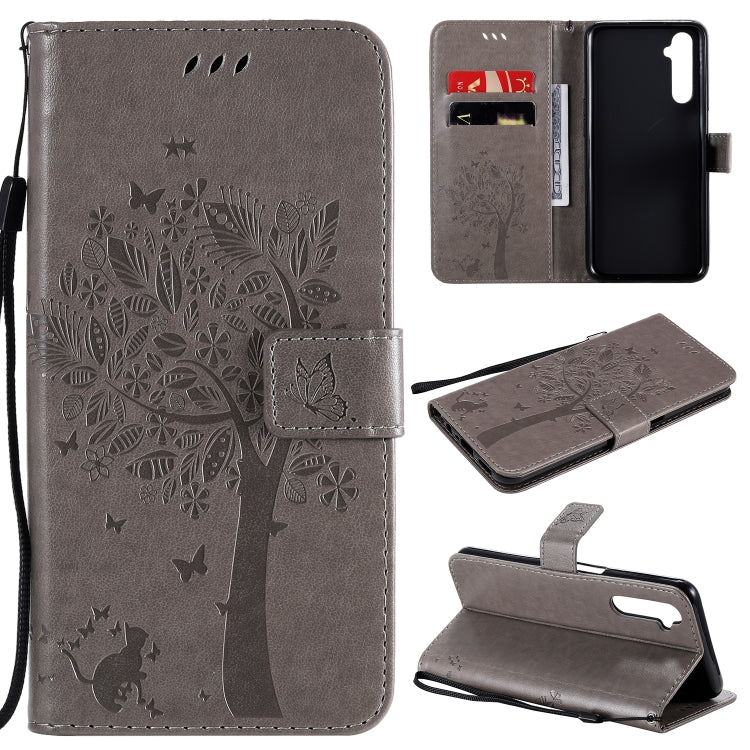 Tree & Cat Embossed Pattern Horizontal Flip Leather Case with Holder & Card Slots & Wallet & Lanyard, For OPPO Realme 6, For Xiaomi Redmi K30 Pro