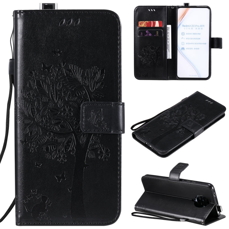 Tree & Cat Embossed Pattern Horizontal Flip Leather Case with Holder & Card Slots & Wallet & Lanyard, For OPPO Realme 6, For Xiaomi Redmi K30 Pro