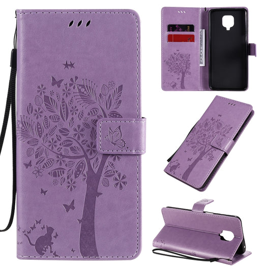 Tree &amp; Cat Embossed Pattern Horizontal Flip Leather Case with Holder &amp; Card Slots &amp; Wallet &amp; Lanyard, For Xiaomi Redmi Note 9 Pro, For Xiaomi Redmi Note 9