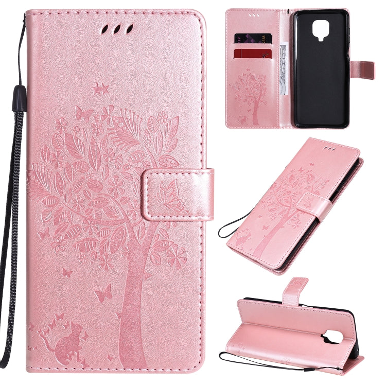 Tree & Cat Embossed Pattern Horizontal Flip Leather Case with Holder & Card Slots & Wallet & Lanyard, For Xiaomi Redmi Note 9 Pro, For Xiaomi Redmi Note 9