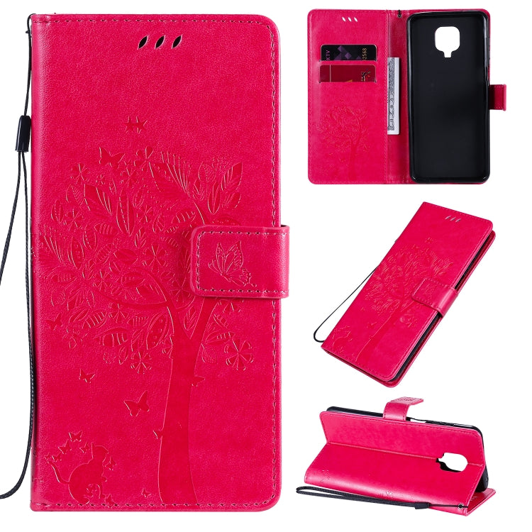 Tree & Cat Embossed Pattern Horizontal Flip Leather Case with Holder & Card Slots & Wallet & Lanyard, For Xiaomi Redmi K30 Pro, For Xiaomi Redmi Note 9 Pro