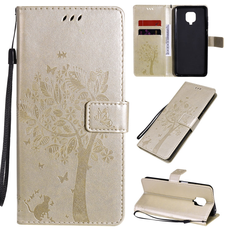 Tree & Cat Embossed Pattern Horizontal Flip Leather Case with Holder & Card Slots & Wallet & Lanyard, For Xiaomi Redmi Note 9 Pro, For Xiaomi Redmi Note 9