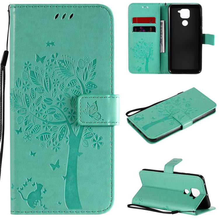 Tree & Cat Embossed Pattern Horizontal Flip Leather Case with Holder & Card Slots & Wallet & Lanyard, For Xiaomi Redmi Note 9, For Huawei Nova 7 Pro