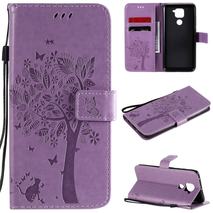 Tree & Cat Embossed Pattern Horizontal Flip Leather Case with Holder & Card Slots & Wallet & Lanyard, For Xiaomi Redmi Note 9, For Huawei Nova 7 Pro