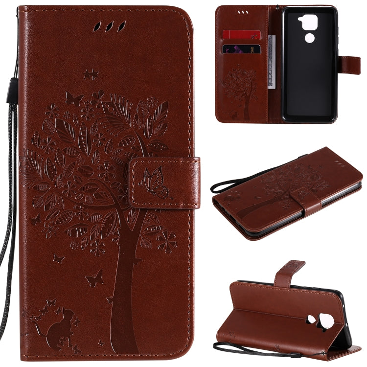 Tree & Cat Embossed Pattern Horizontal Flip Leather Case with Holder & Card Slots & Wallet & Lanyard, For Xiaomi Redmi Note 9, For Huawei Nova 7 Pro