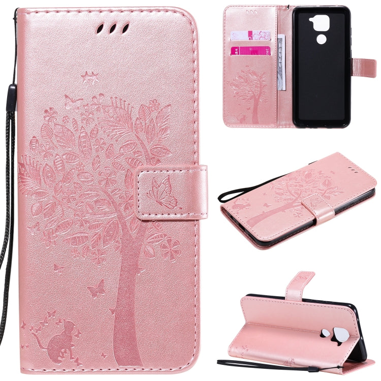Tree & Cat Embossed Pattern Horizontal Flip Leather Case with Holder & Card Slots & Wallet & Lanyard, For Xiaomi Redmi Note 9, For Huawei Nova 7 Pro