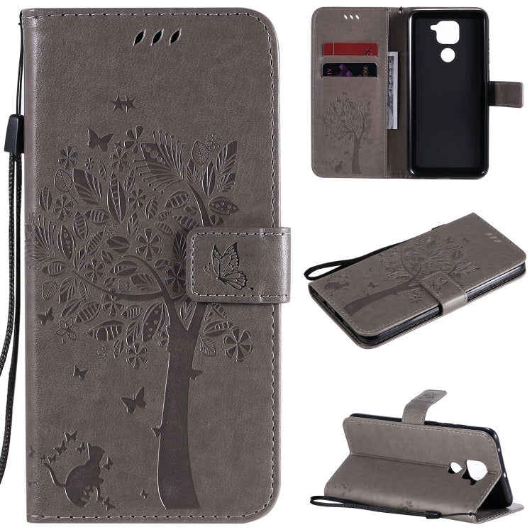 Tree & Cat Embossed Pattern Horizontal Flip Leather Case with Holder & Card Slots & Wallet & Lanyard, For Xiaomi Redmi Note 9, For Huawei Nova 7 Pro