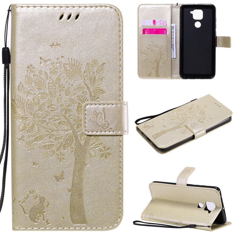 Tree & Cat Embossed Pattern Horizontal Flip Leather Case with Holder & Card Slots & Wallet & Lanyard, For Xiaomi Redmi Note 9 Pro, For Xiaomi Redmi Note 9