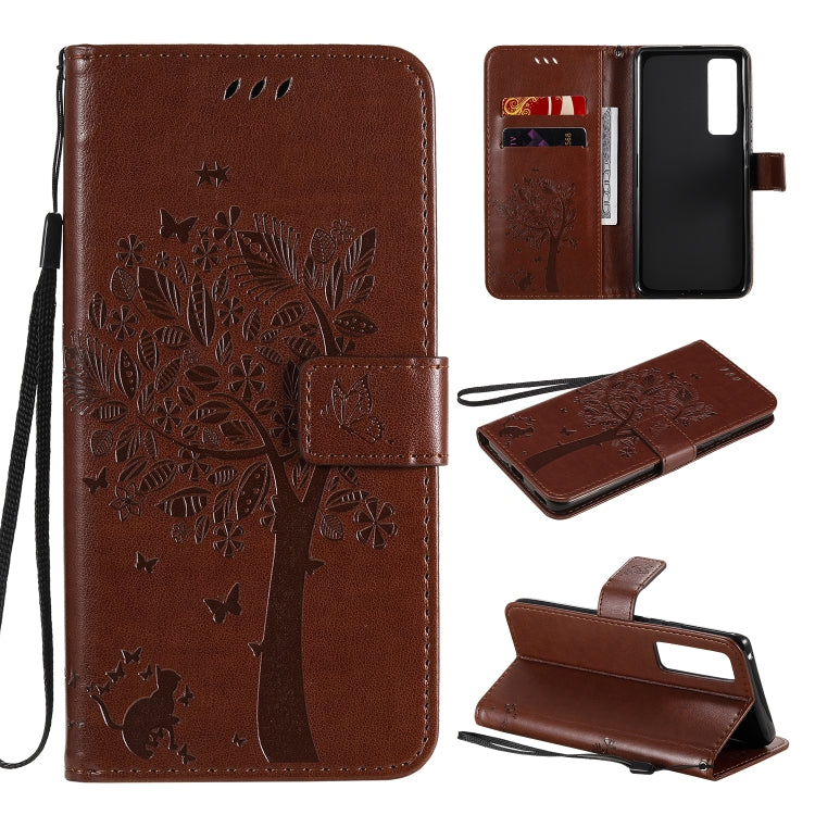 Tree & Cat Embossed Pattern Horizontal Flip Leather Case with Holder & Card Slots & Wallet & Lanyard, For Xiaomi Redmi Note 9, For Huawei Nova 7 Pro
