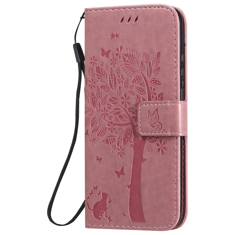 Tree & Cat Embossed Pattern Horizontal Flip Leather Case with Holder & Card Slots & Wallet & Lanyard, For Huawei P40 Lite E, For Huawei P Smart 2020