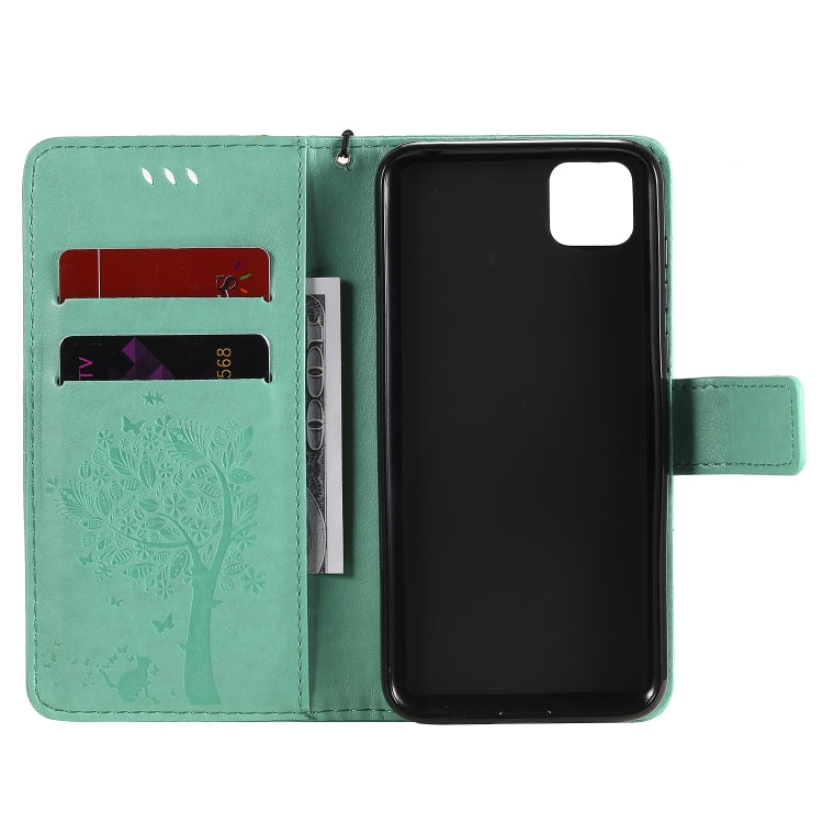 Tree & Cat Embossed Pattern Horizontal Flip Leather Case with Holder & Card Slots & Wallet & Lanyard, For Huawei Y5p, For Huawei Y6p