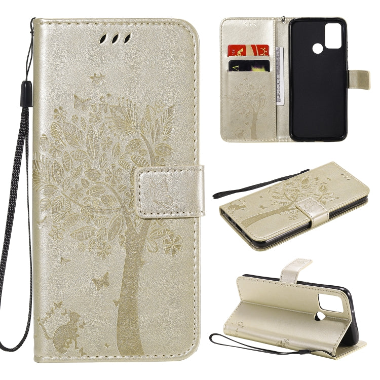 Tree & Cat Embossed Pattern Horizontal Flip Leather Case with Holder & Card Slots & Wallet & Lanyard, For Huawei Honor 9A, For Huawei Honor 30 Pro