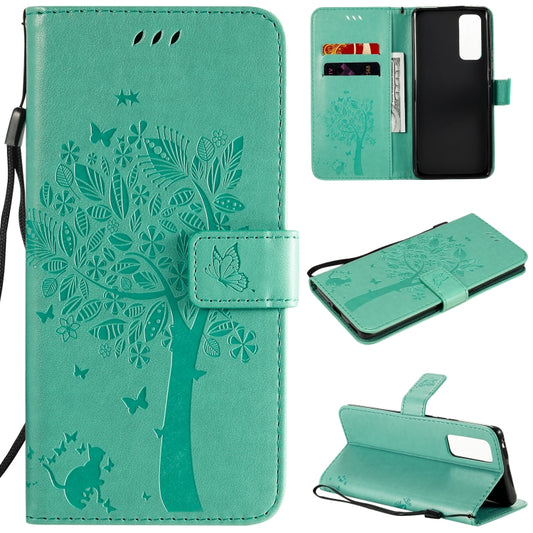 Tree &amp; Cat Embossed Pattern Horizontal Flip Leather Case with Holder &amp; Card Slots &amp; Wallet &amp; Lanyard, For Huawei Honor 30 Pro, For Huawei Honor 30