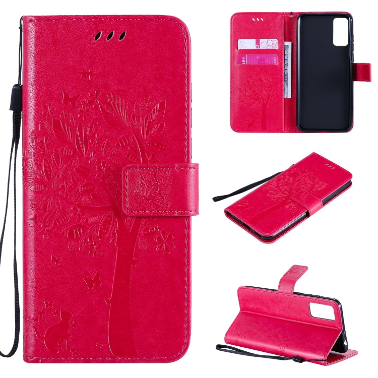 Tree & Cat Embossed Pattern Horizontal Flip Leather Case with Holder & Card Slots & Wallet & Lanyard, For Huawei Honor Play4T Pro, For Nokia 1.3