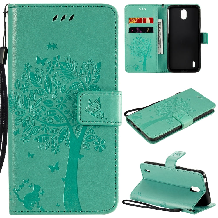 Tree & Cat Embossed Pattern Horizontal Flip Leather Case with Holder & Card Slots & Wallet & Lanyard, For Huawei Honor Play4T Pro, For Nokia 1.3