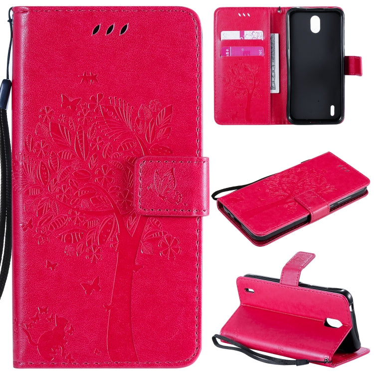 Tree & Cat Embossed Pattern Horizontal Flip Leather Case with Holder & Card Slots & Wallet & Lanyard, For Huawei Honor Play4T Pro, For Nokia 1.3