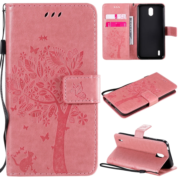 Tree & Cat Embossed Pattern Horizontal Flip Leather Case with Holder & Card Slots & Wallet & Lanyard, For Huawei Honor Play4T Pro, For Nokia 1.3