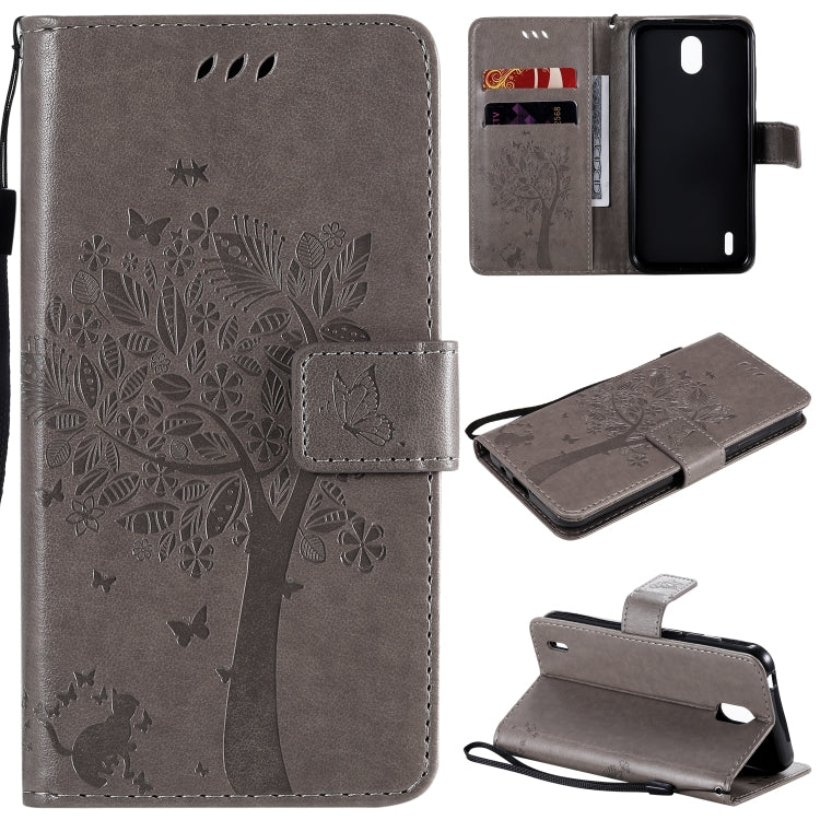 Tree & Cat Embossed Pattern Horizontal Flip Leather Case with Holder & Card Slots & Wallet & Lanyard, For Nokia 1.3, For Nokia 2.3