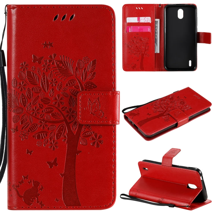 Tree & Cat Embossed Pattern Horizontal Flip Leather Case with Holder & Card Slots & Wallet & Lanyard, For Huawei Honor Play4T Pro, For Nokia 1.3