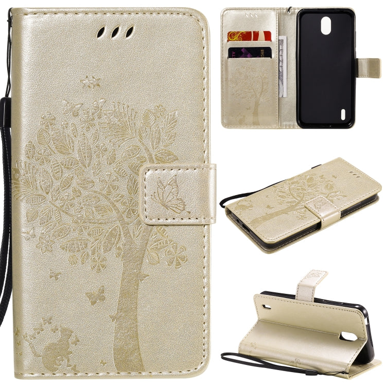Tree & Cat Embossed Pattern Horizontal Flip Leather Case with Holder & Card Slots & Wallet & Lanyard, For Nokia 1.3, For Nokia 2.3