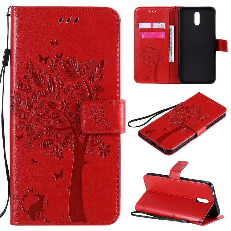 Tree & Cat Embossed Pattern Horizontal Flip Leather Case with Holder & Card Slots & Wallet & Lanyard, For Nokia 2.3, For Samsung Galaxy A21s