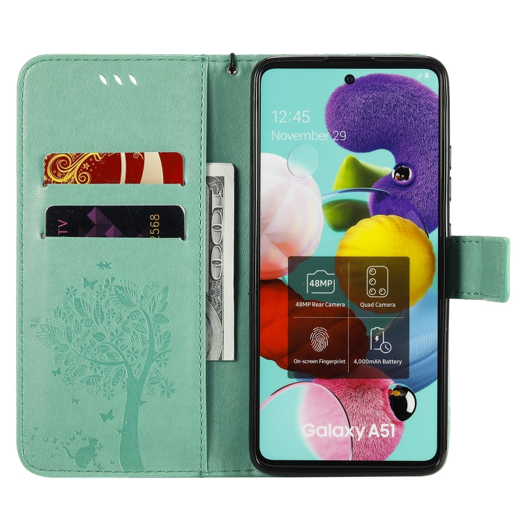 Tree & Cat Embossed Pattern Horizontal Flip Leather Case with Holder & Card Slots & Wallet & Lanyard, For Samsung Galaxy A51 5G, For Samsung Galaxy A71 5G