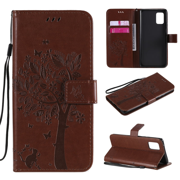 Tree & Cat Embossed Pattern Horizontal Flip Leather Case with Holder & Card Slots & Wallet & Lanyard, For Samsung Galaxy A51 5G, For Samsung Galaxy A71 5G