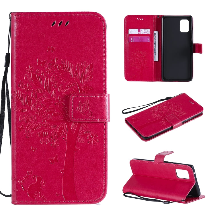Tree & Cat Embossed Pattern Horizontal Flip Leather Case with Holder & Card Slots & Wallet & Lanyard, For Samsung Galaxy A71 5G, For Sony Xperia L4
