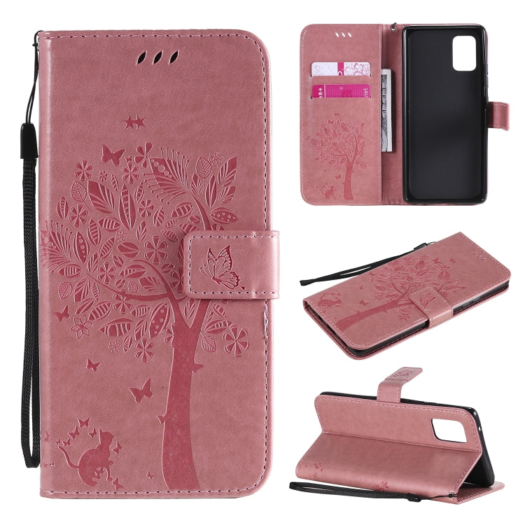 Tree & Cat Embossed Pattern Horizontal Flip Leather Case with Holder & Card Slots & Wallet & Lanyard, For Samsung Galaxy A71 5G, For Sony Xperia L4