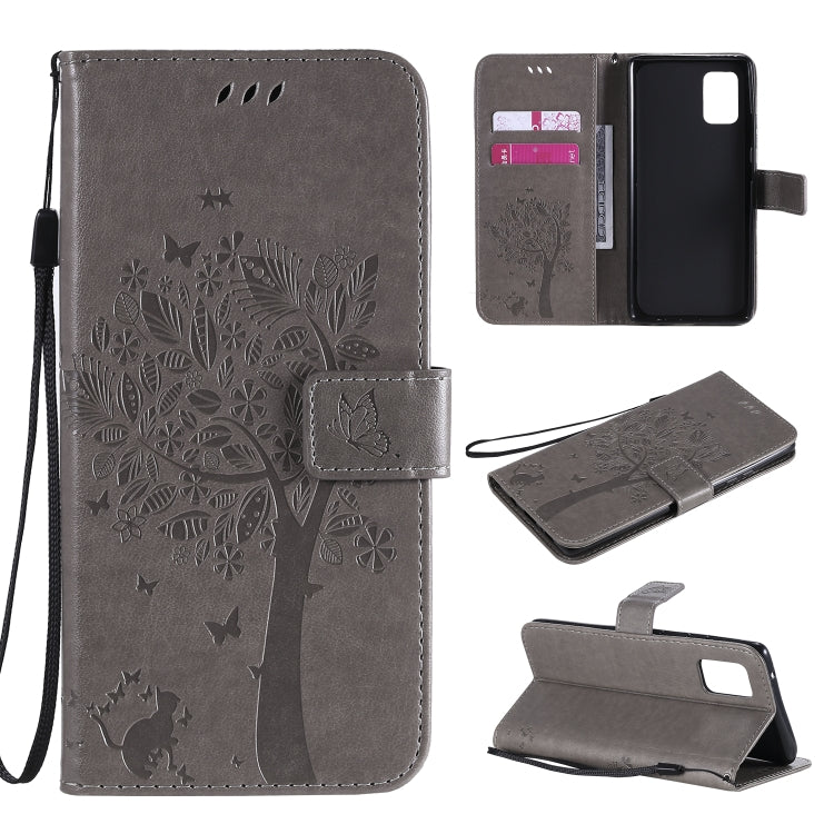 Tree & Cat Embossed Pattern Horizontal Flip Leather Case with Holder & Card Slots & Wallet & Lanyard, For Samsung Galaxy A51 5G, For Samsung Galaxy A71 5G